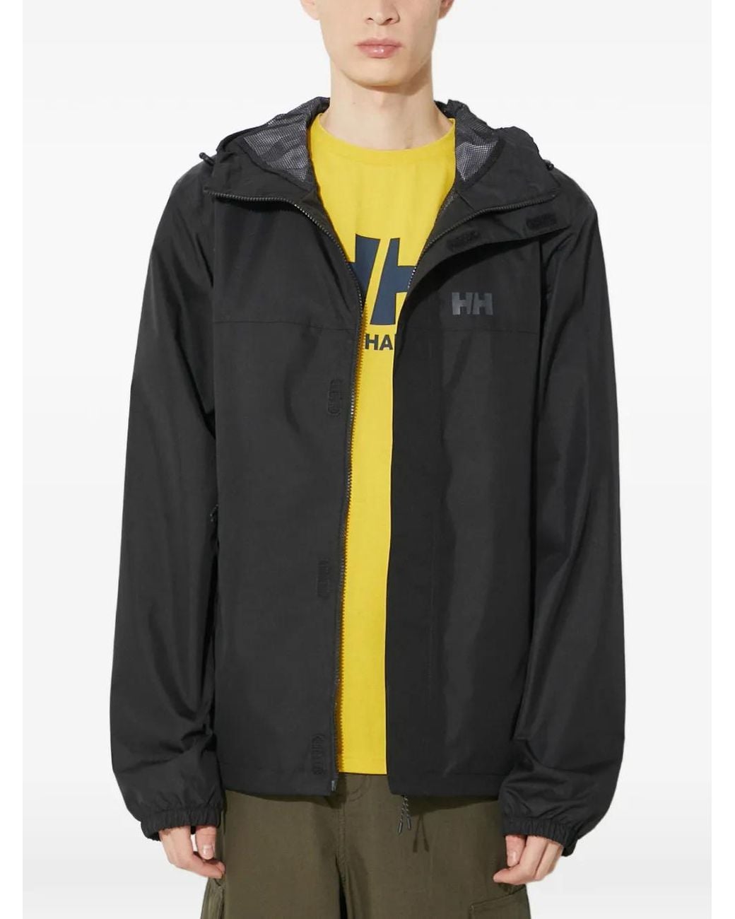 Helly Hansen Black Vancouver Hooded Logo-Print Jacket for men