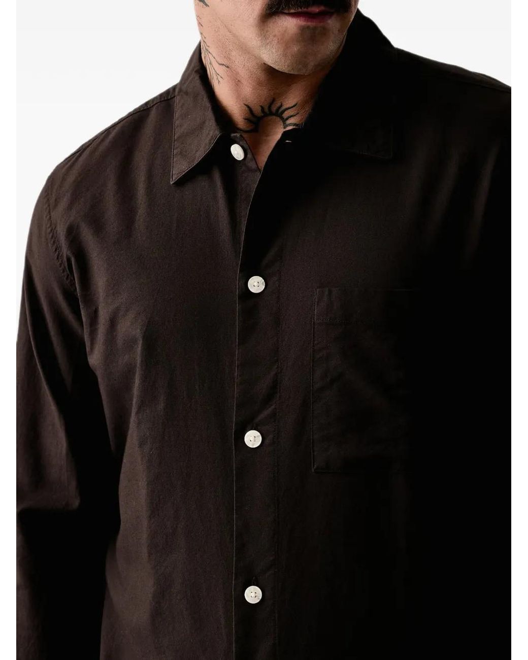 Marc O' Polo Black Logo-Patch Chest-Pocket Shirt for men
