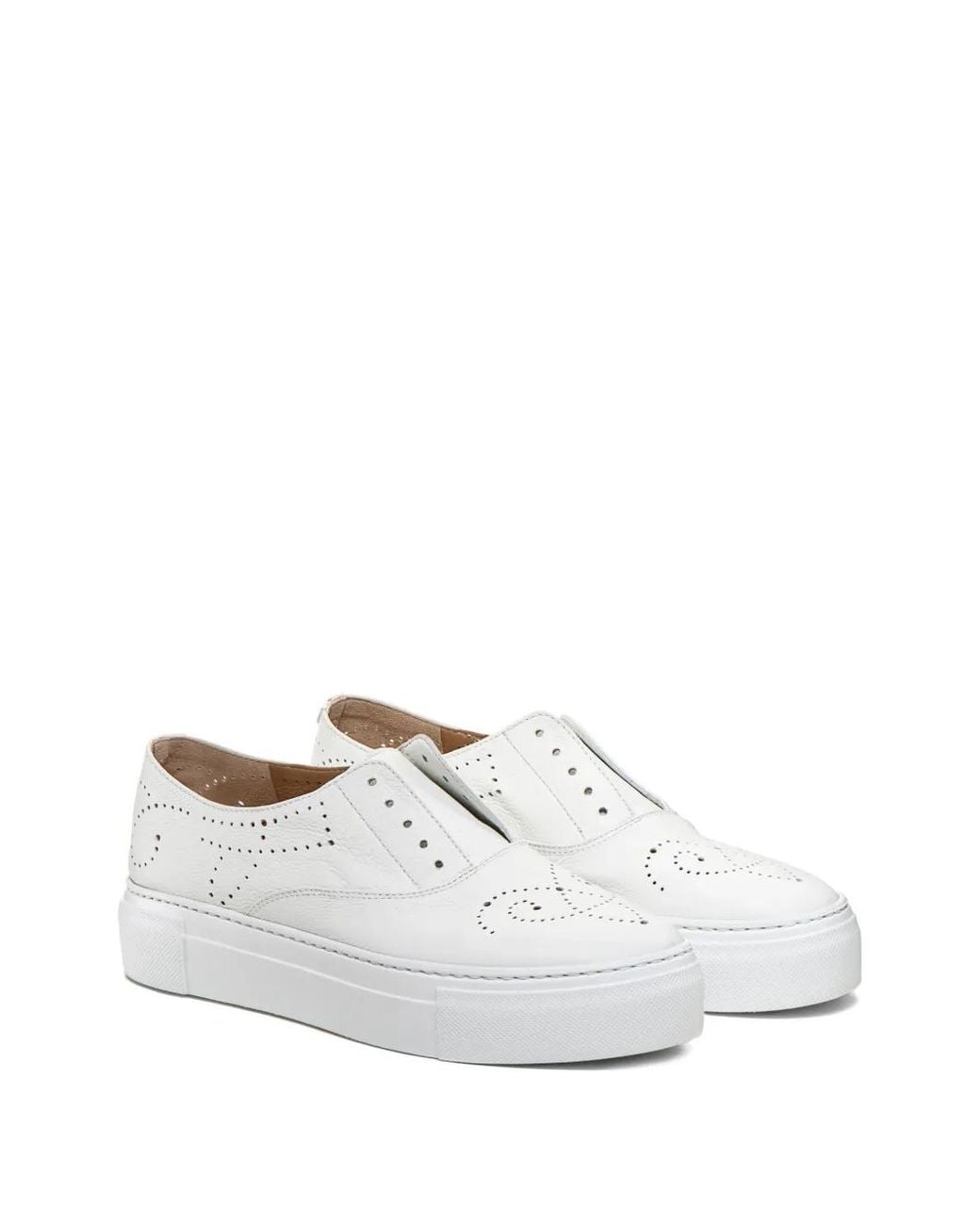 Fratelli Rossetti White Brogue-Detail Slip-On Sneakers
