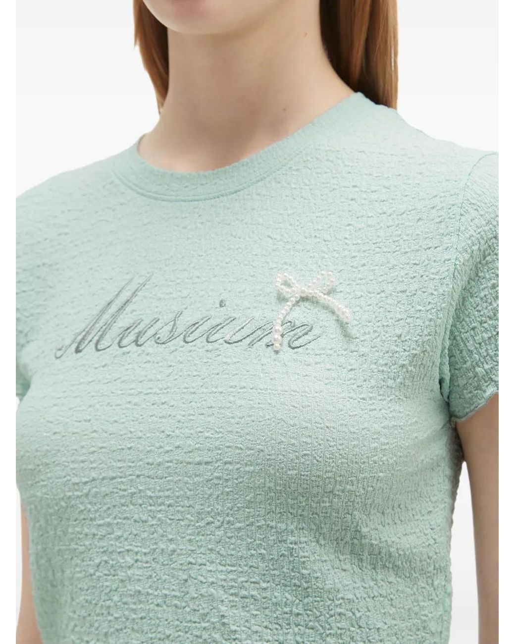 Musium Div. Blue Logo-Embroidered Crop Top