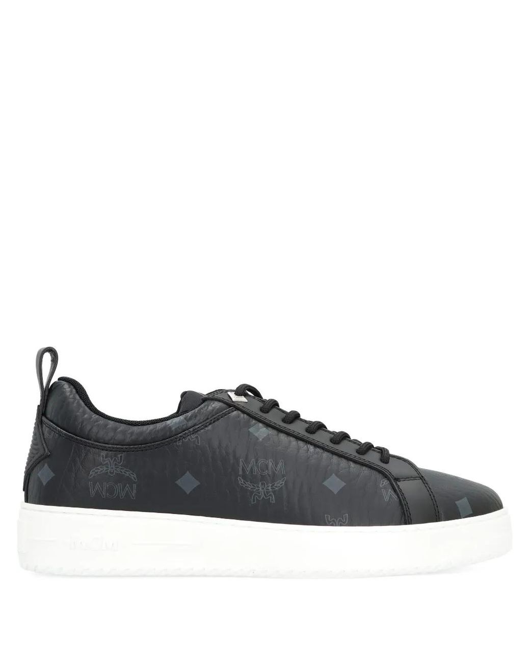MCM Black Wattierte Visetos Sneakers Mit Monogramm