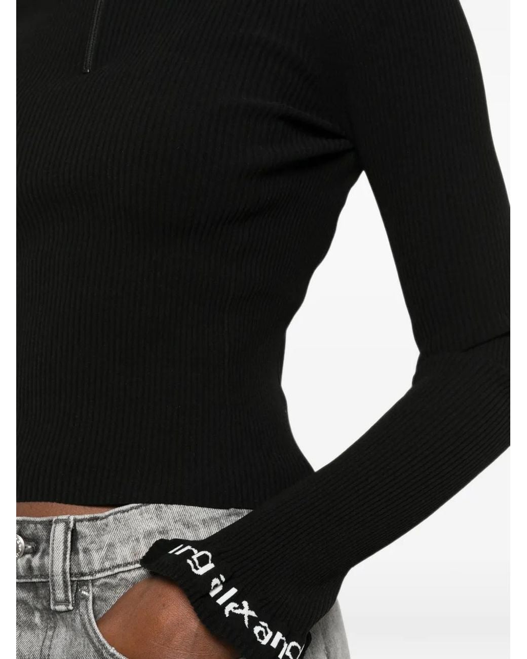 Alexander Wang Black Knitted Sweater With Logo Detail