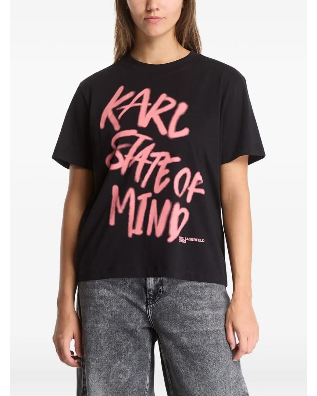 Karl Lagerfeld Red Slogan-Print Short-Sleeve T-Shirt