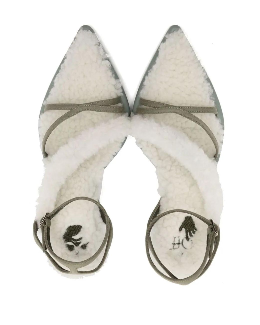 Off-White c/o Virgil Abloh White Denim & Shearling Cargo Ankle-strap Sandals