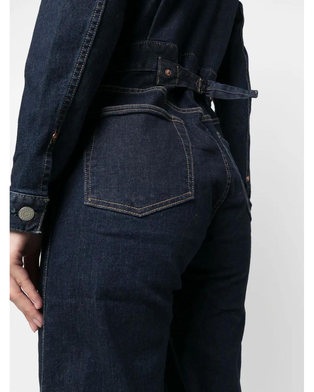 RRL Blue Long-Sleeved Denim Jumpsuit