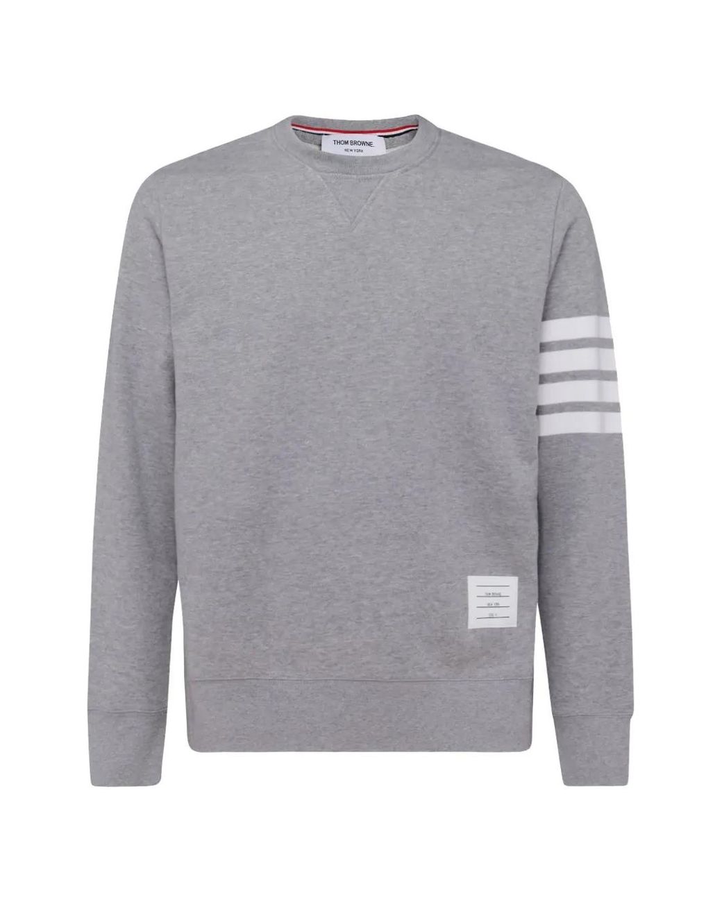 Thom Browne Gray 4Bar Cotton Crewneck Sweatshirt for men