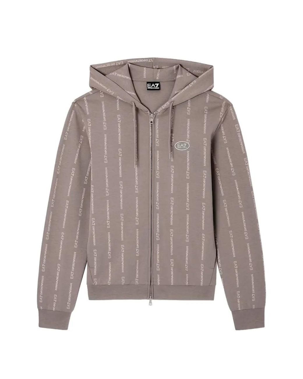 EA7 Gray Logo-Print Zip-Up Hoodie for men