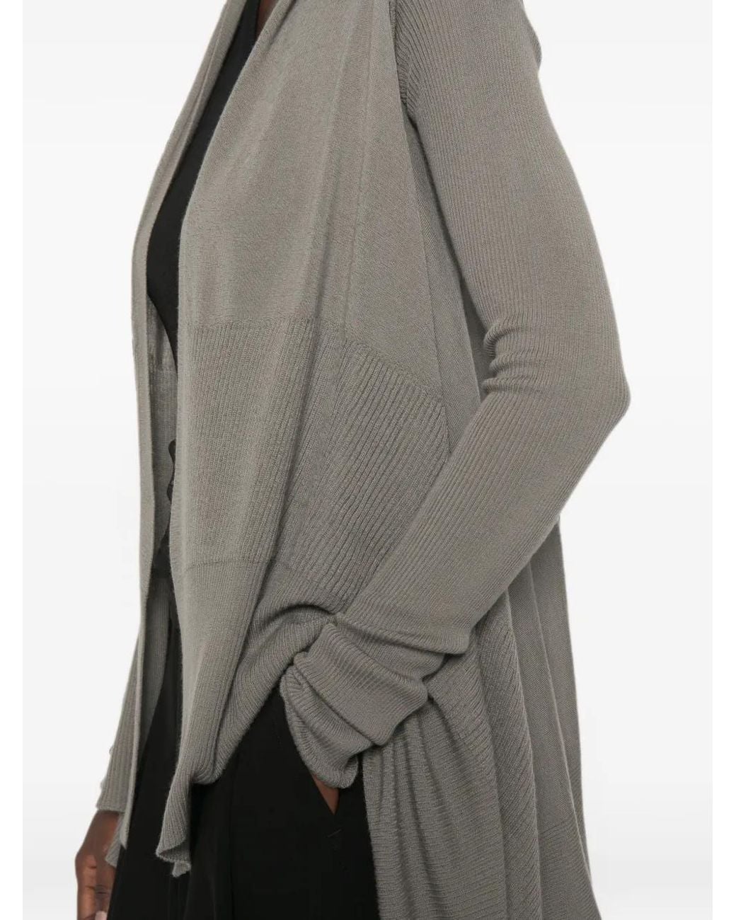 Rick Owens Gray Long-Sleeve Asymmetric Cardigan