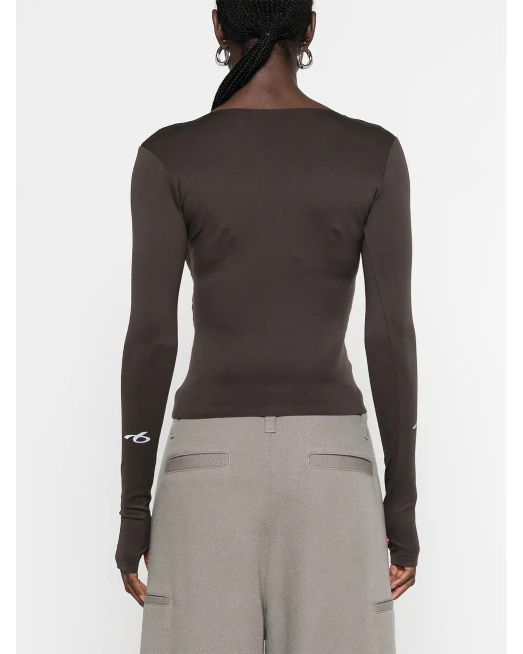 Balenciaga Brown Techwear Fitted Long Sleeve Top