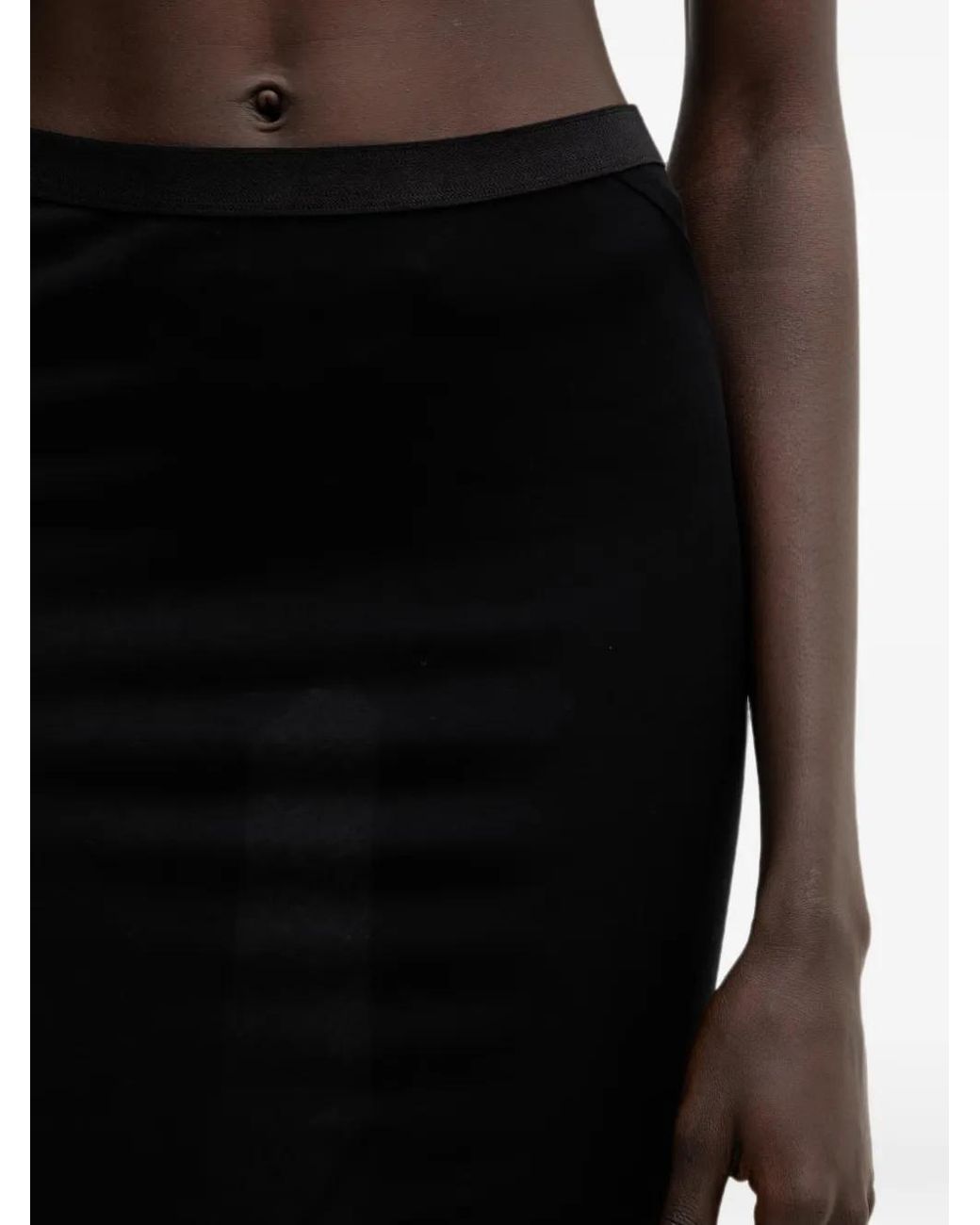 Rick Owens Black Elasticated-Waistband Jersey Midi Skirt