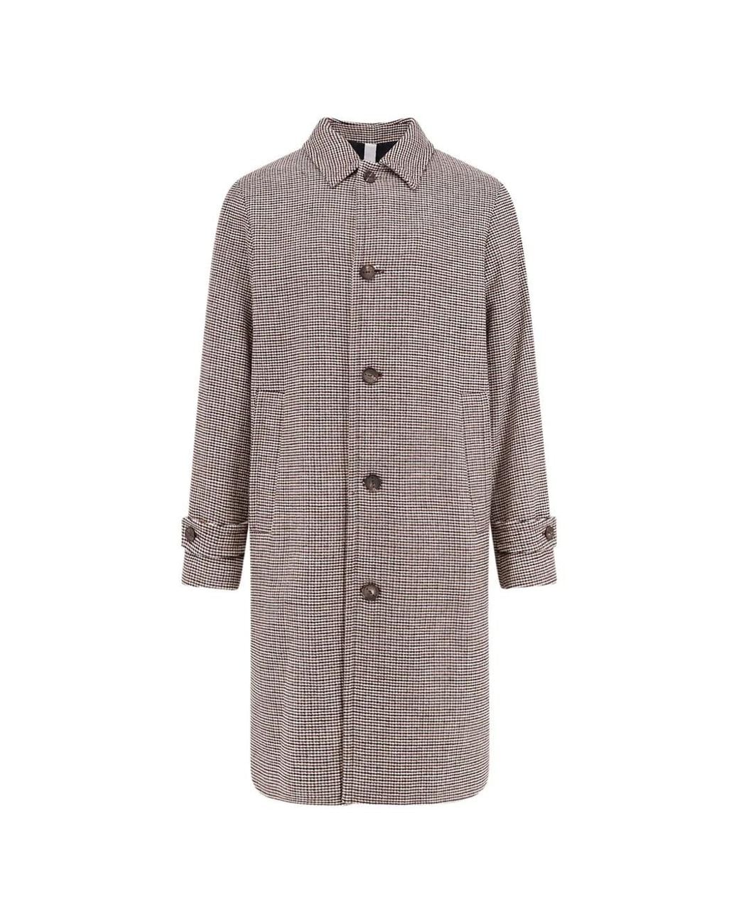 Hevò Gray Loconia Houndstooth-Pattern Single-Breasted Coat for men