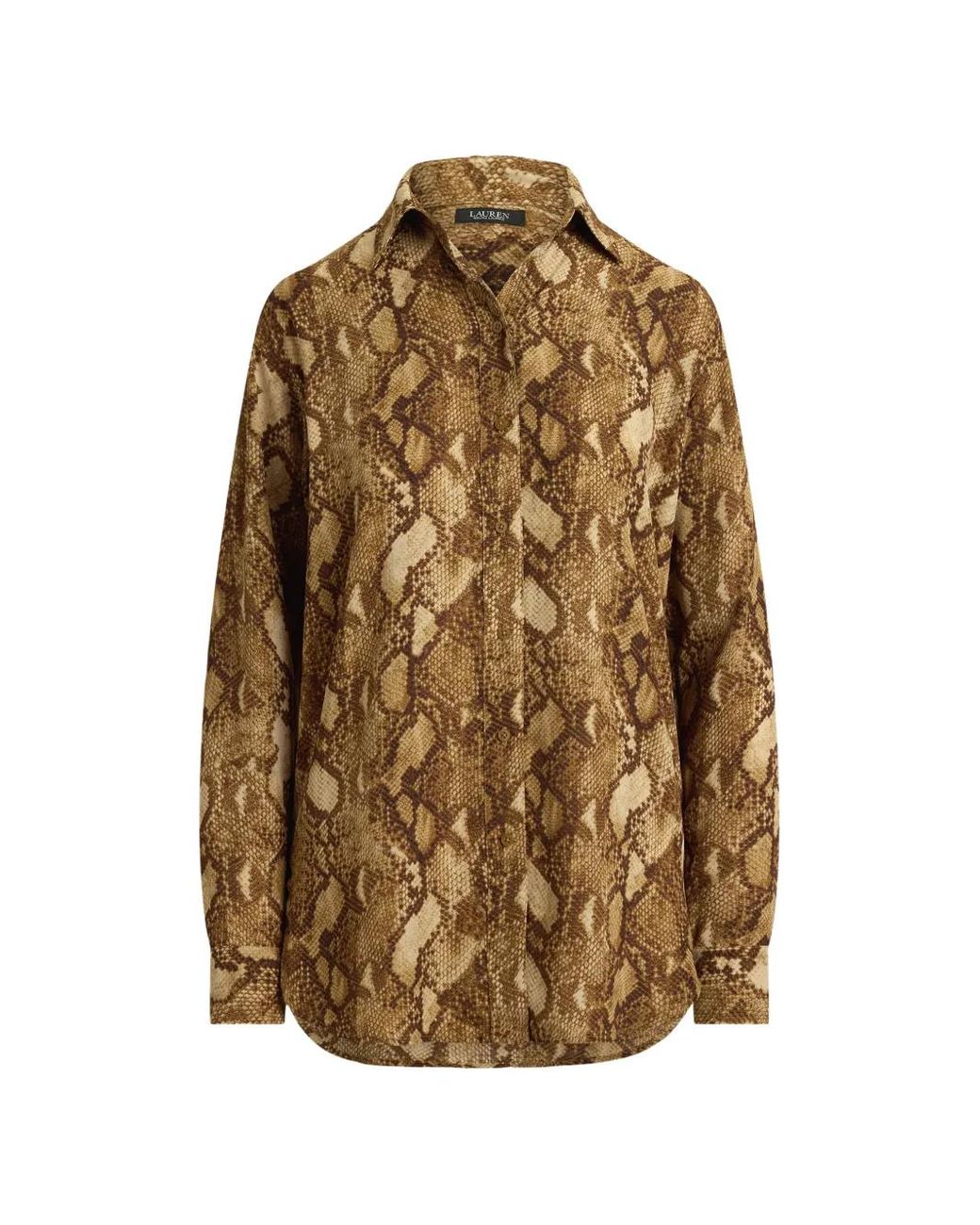 Ralph Lauren Natural Georgette-Hemd Mit Python-Print
