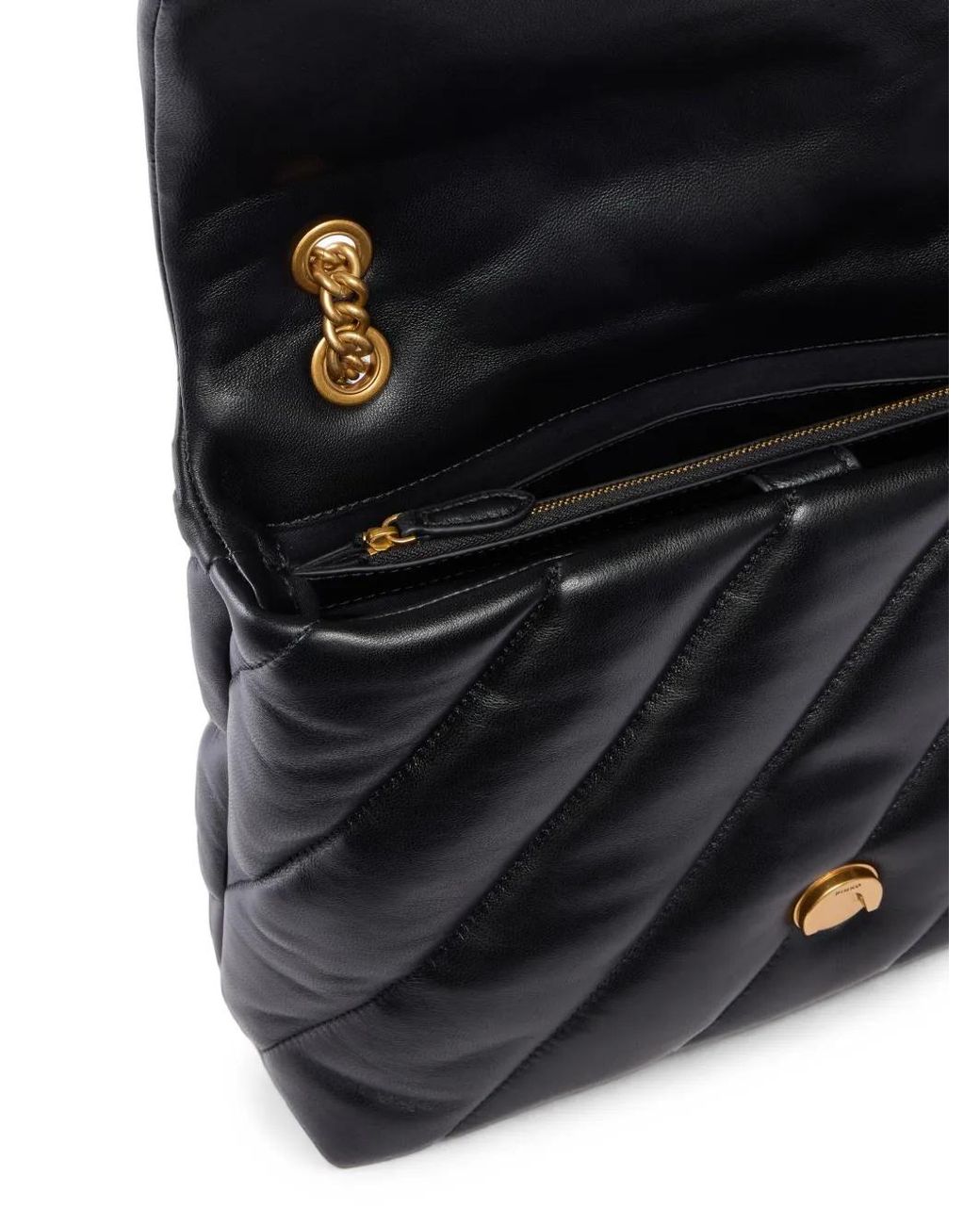Pinko Black Large Love Bag Puff Maxi Quilt New Buckle Shoulder Bag