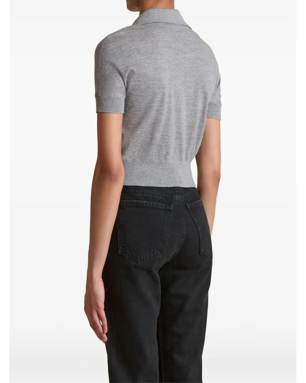 Khaite Gray Morgane Wool Polo Shirt