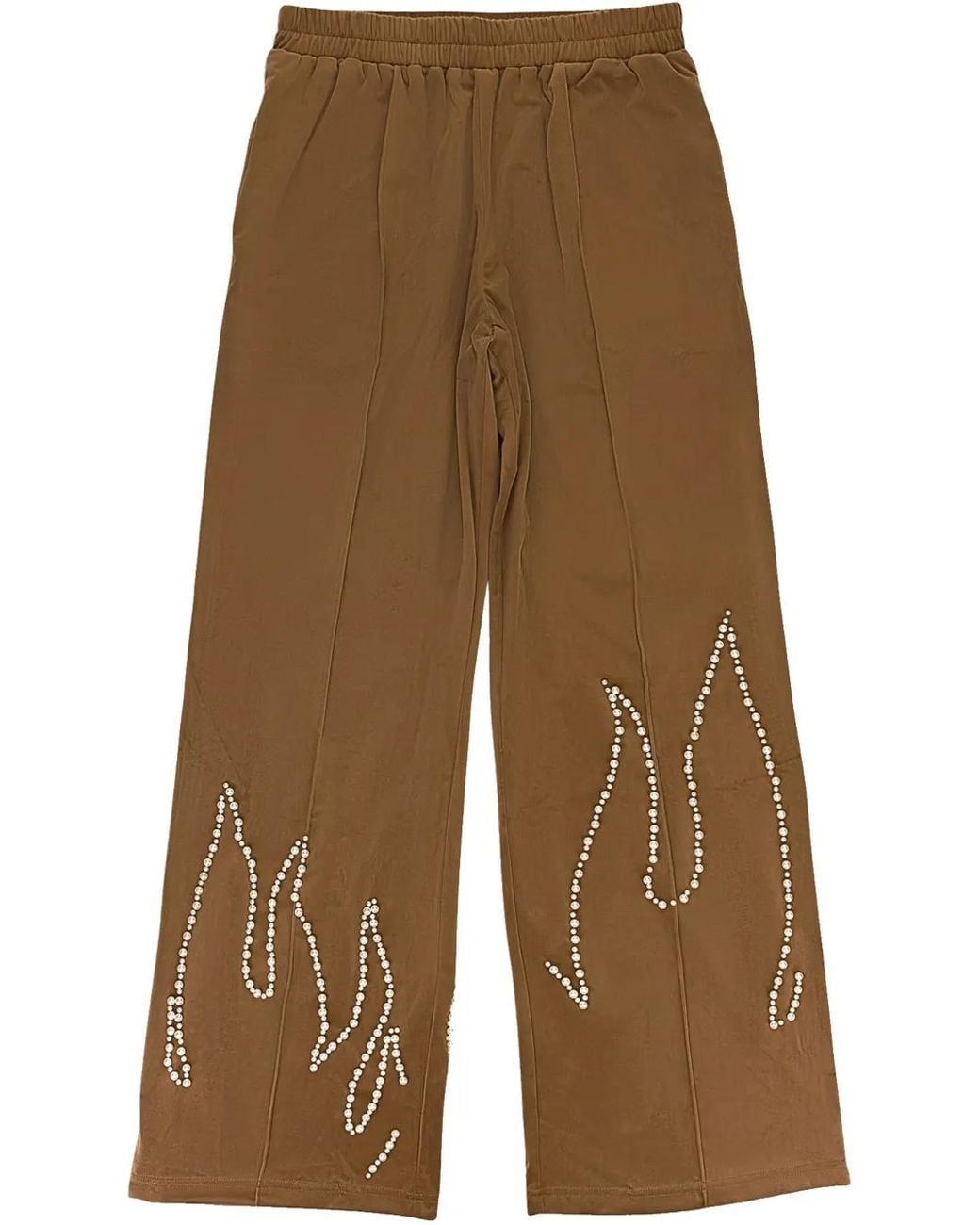 BIRTH OF ROYAL CHILD Brown Flame Pearl Velvet Track Pants for men