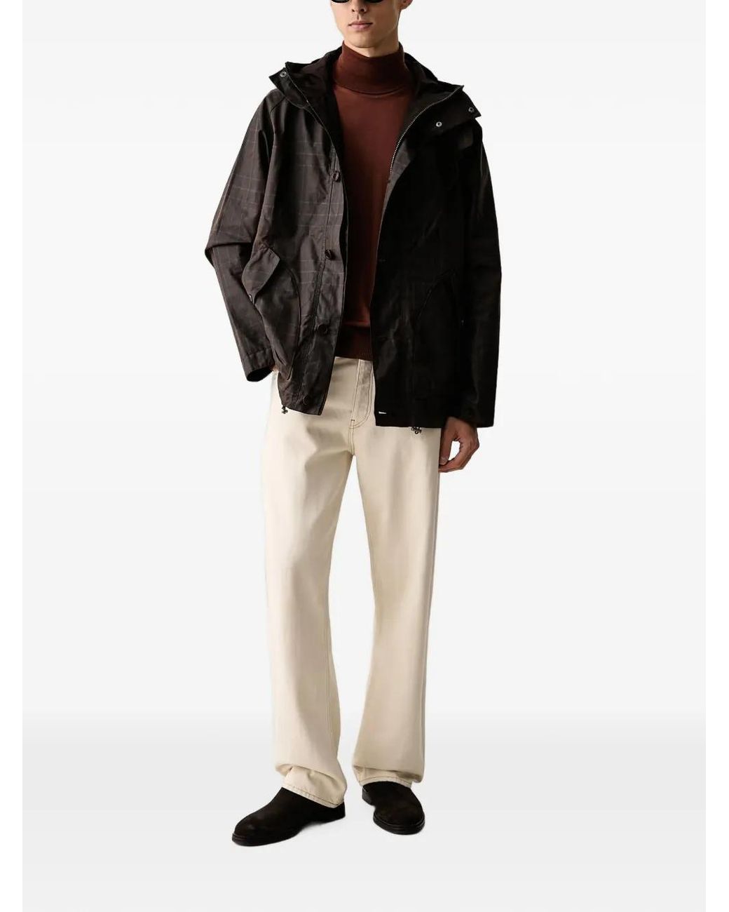Barbour Black Check-Pattern Hooded Jacket for men
