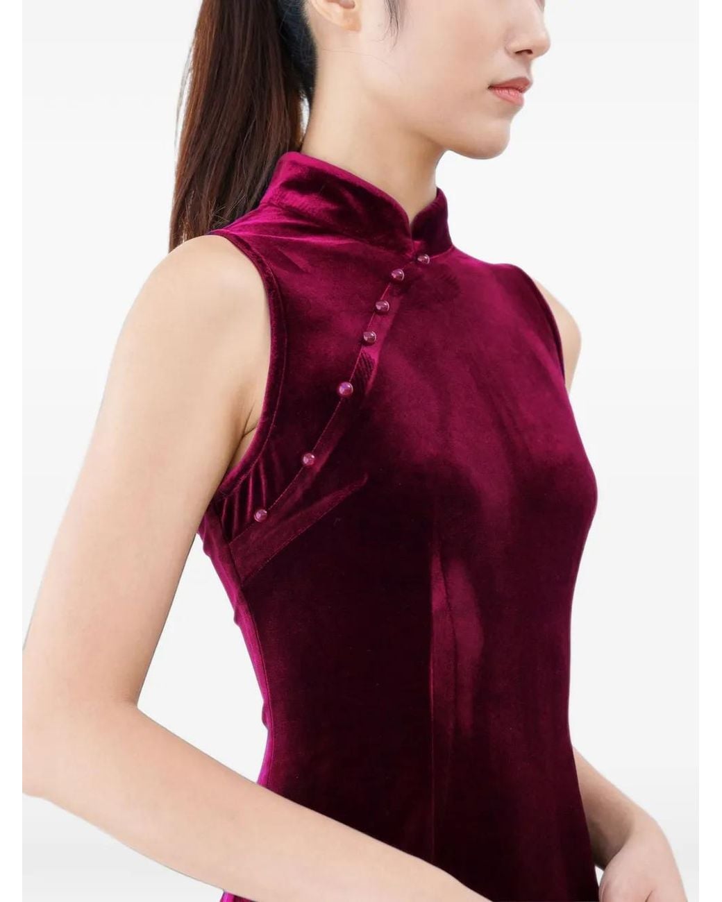QIPOLOGY Purple Velvet Qipao Dress
