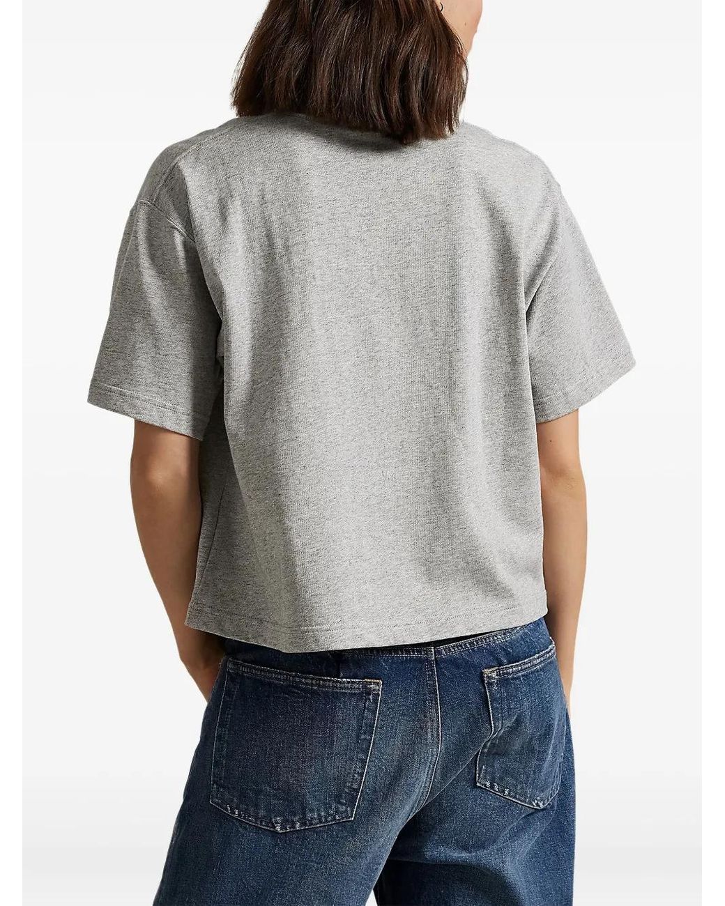 Polo Ralph Lauren Gray Polo Pony Cropped T-Shirt
