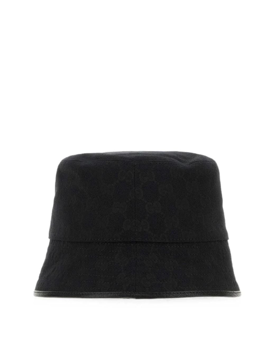 Gucci Black Gg Supreme Leather-Trim Bucket Hat