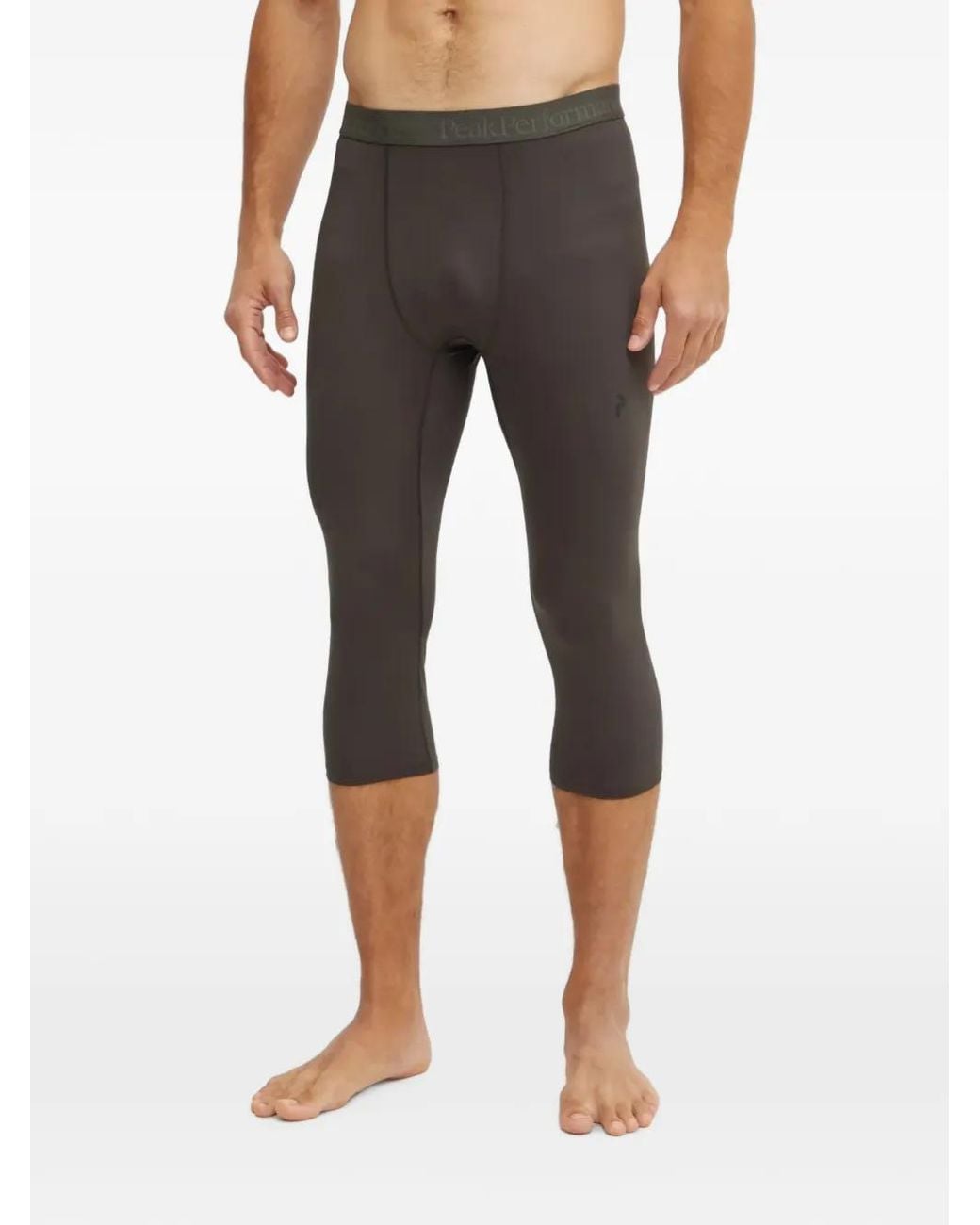 Peak Performance Black Logo-Waistband Cropped Performance Leggings for men