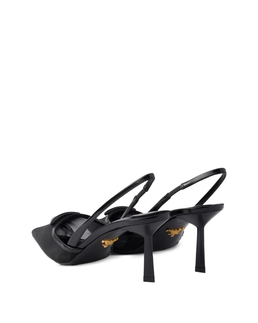 Prada Black Mesh Fabric Slingback Pumps