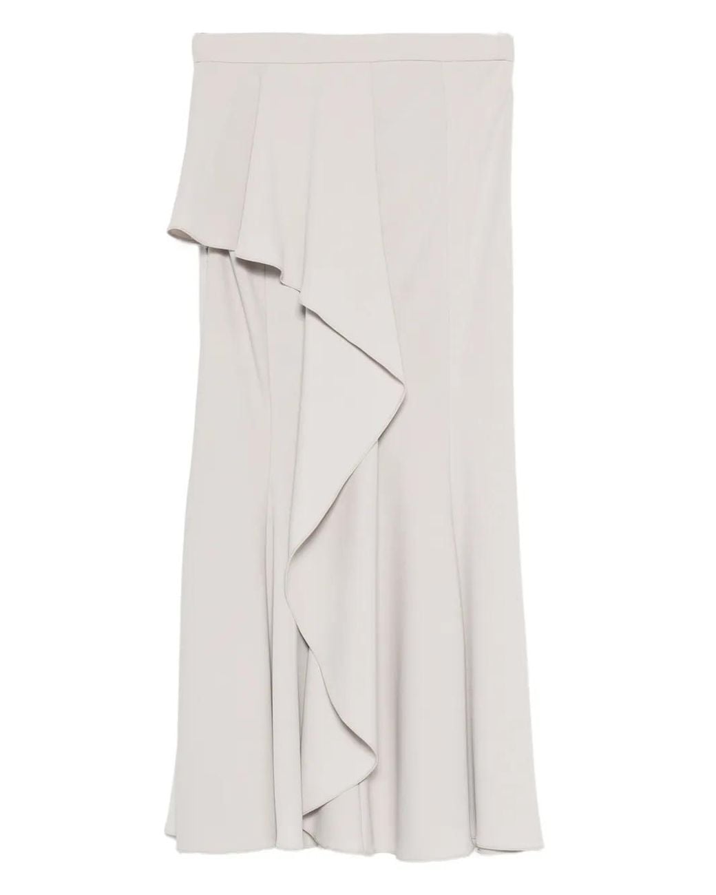 Gemy Maalouf White Ruffled Asymmetric Skirt