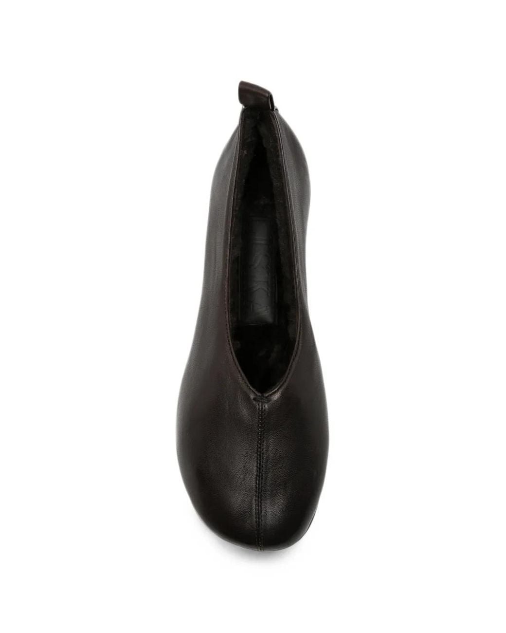 Liska Black Pull-Tab Leather Ballet Flats
