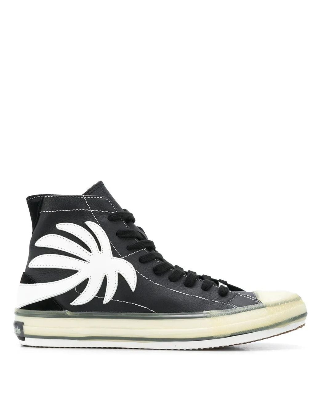 Palm Angels Black Palm Tree High-Top Sneakers for men