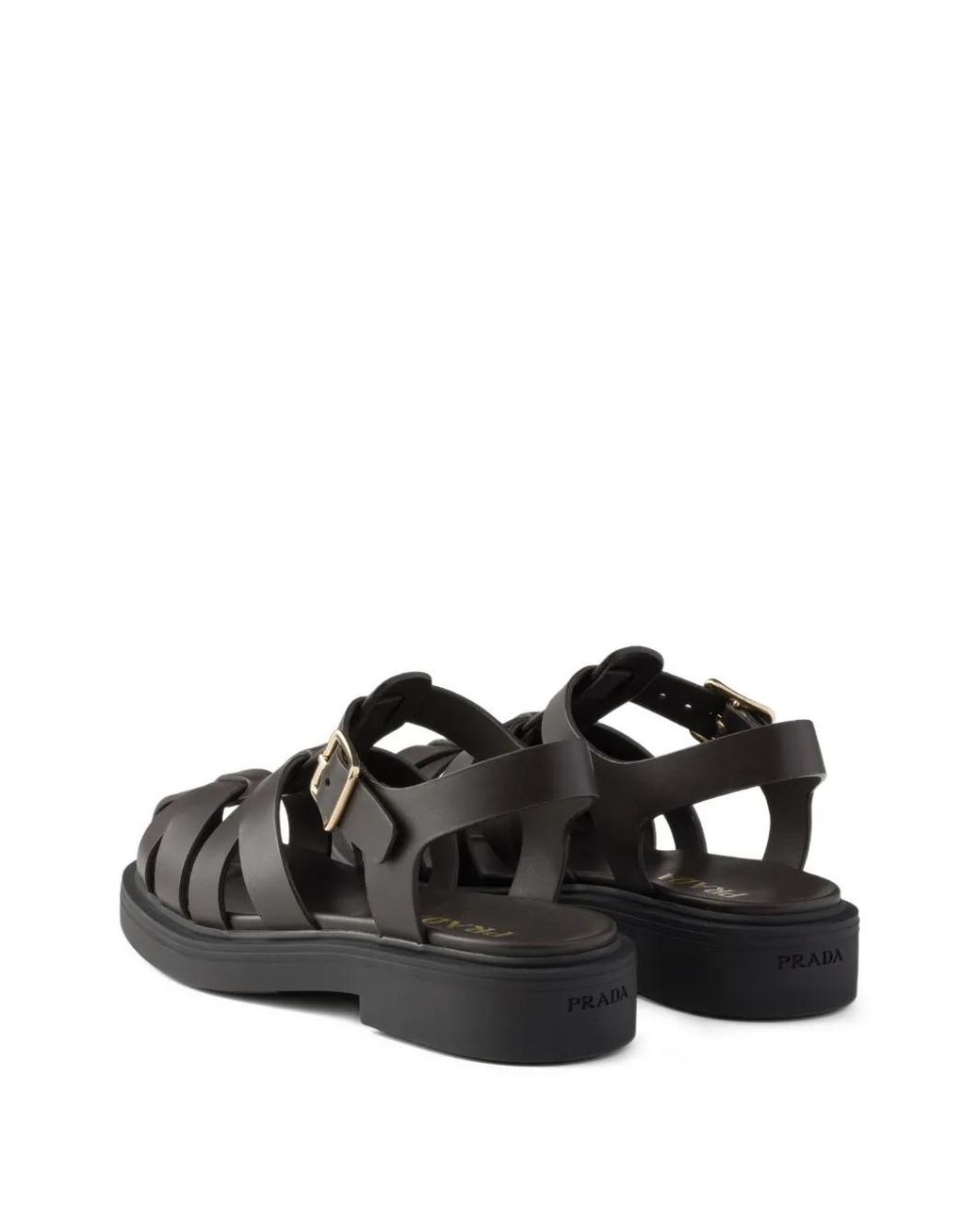Prada Black Leather Fisherman's Sandals