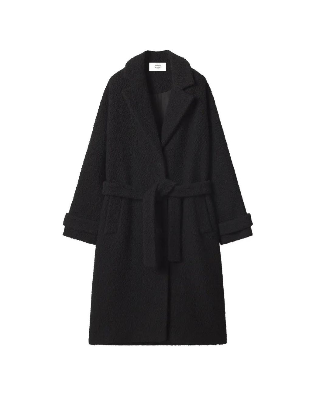 Maison Kitsuné Black Manteau À Taille Ceinturée