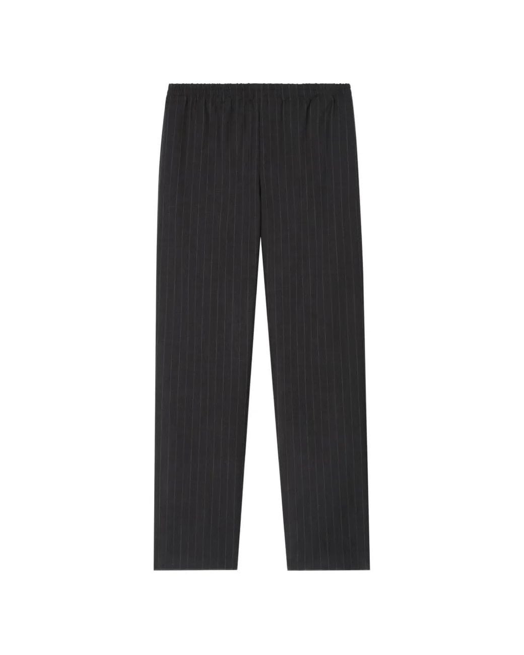 Burberry Black Pinstriped Wool Track Pants for men