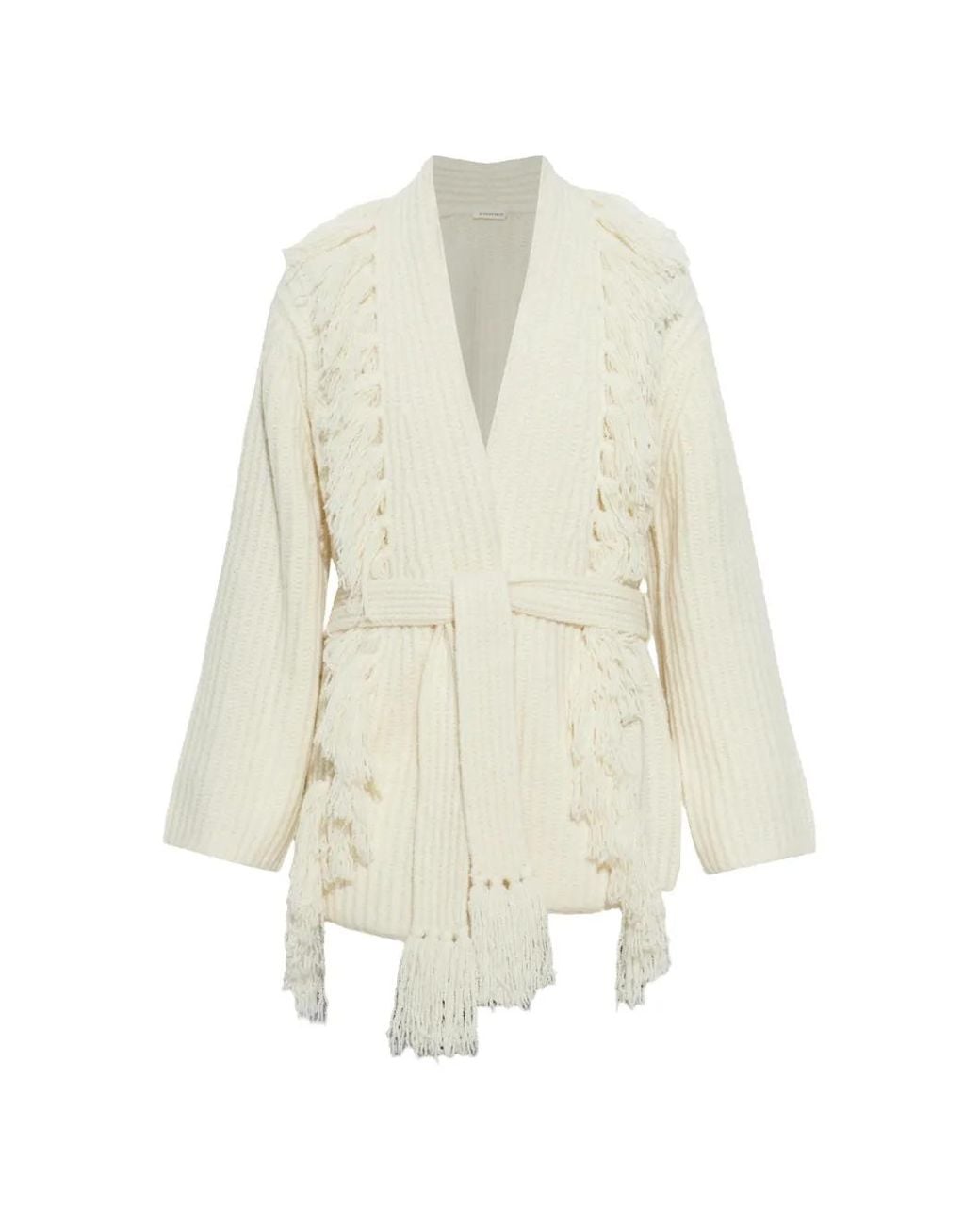 By Malene Birger White Candela Fringe-Trim Cardigan