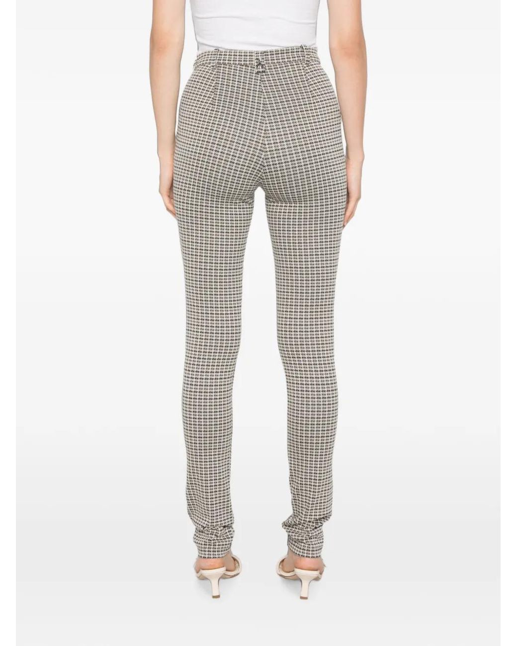 Patrizia Pepe Gray Pantalon Slim À Motif Pied-De-Poule