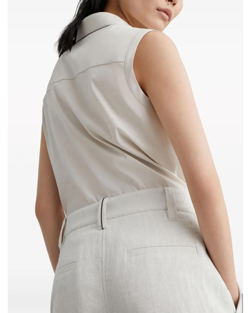 Brunello Cucinelli White Gabardine Bermuda Shorts