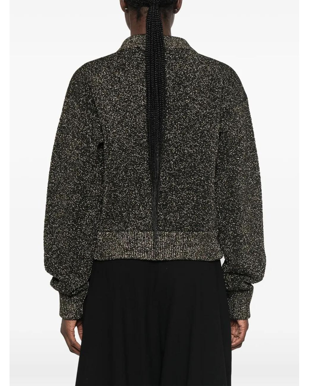 Marni Green Glitter-Effect Button-Up Cardigan