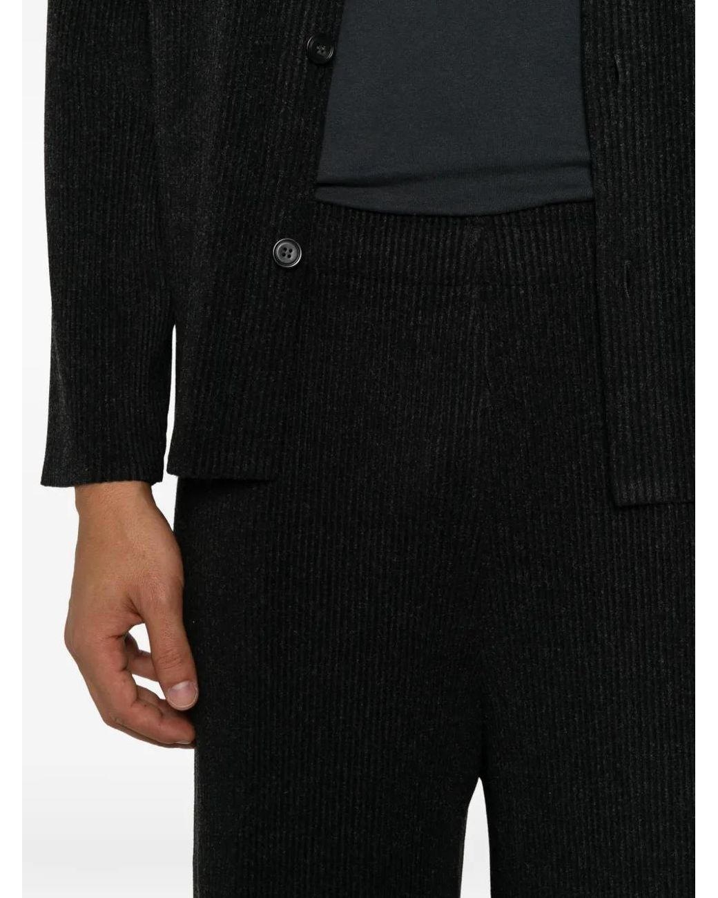 GONGDID DESIGN Black Pantalon En Maille À Design Côtelé
