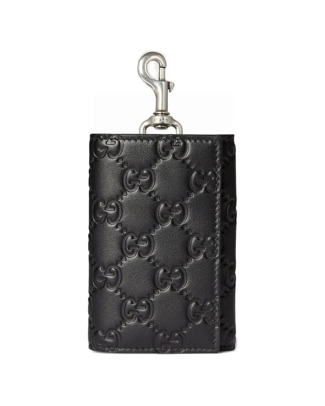 Gucci Black Embossed-Pattern Keychain for men