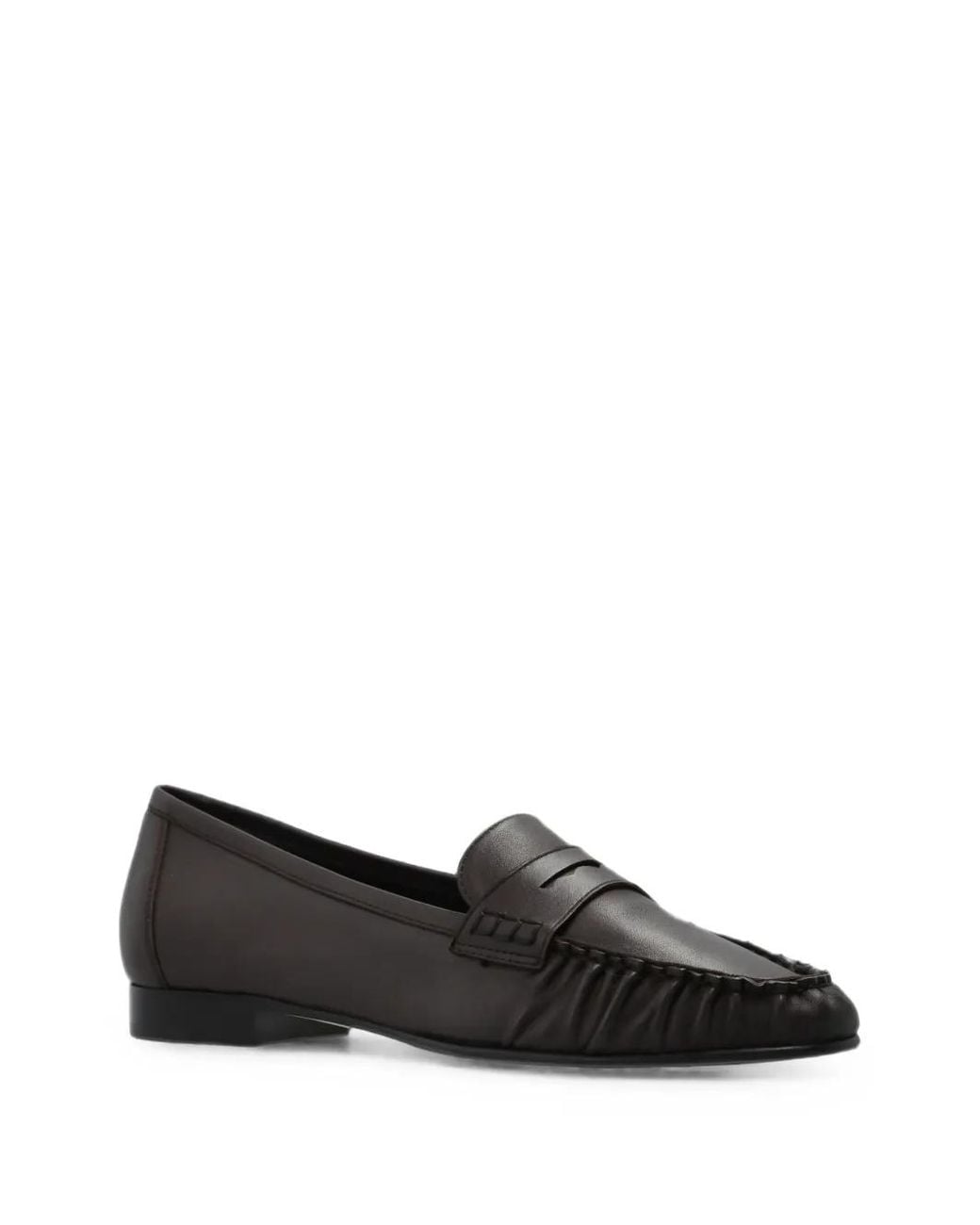 Aeyde Black Aldous Gathered Leather Loafers