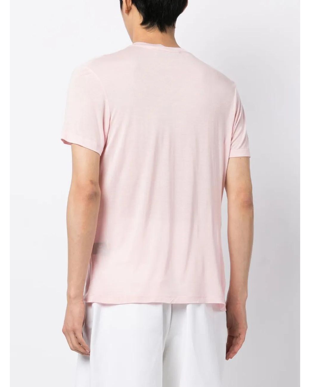 AARON ESH Pink Ruched-Detail Short-Sleeve T-Shirt for men
