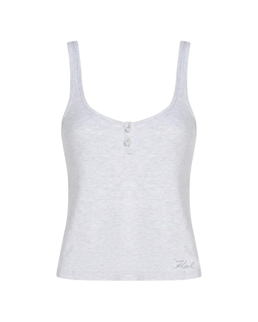 Karl Lagerfeld White Faux-Pearl Loungewear Tank Top