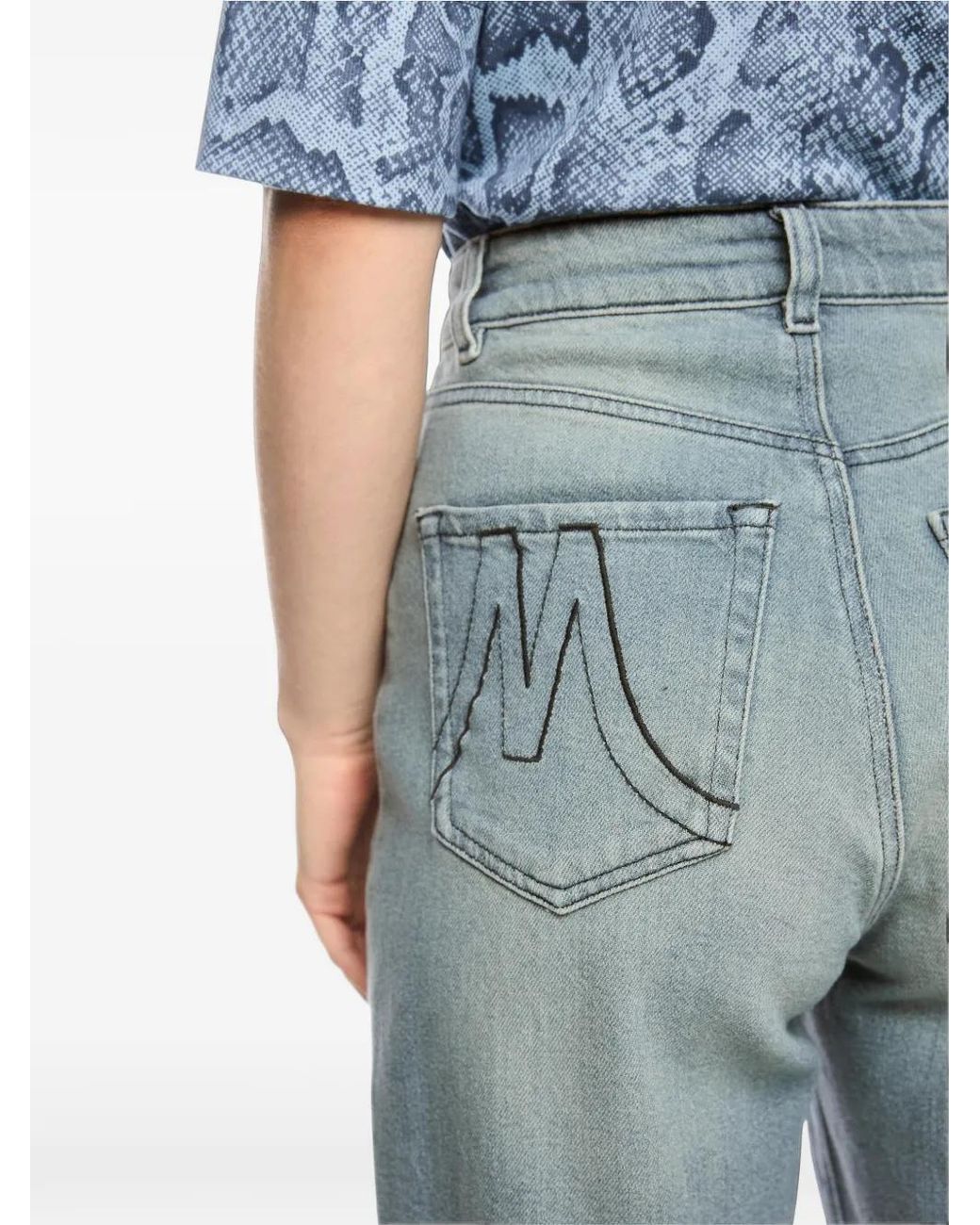 Marc Cain Blue Logo-Patch Belt-Loop Jeans
