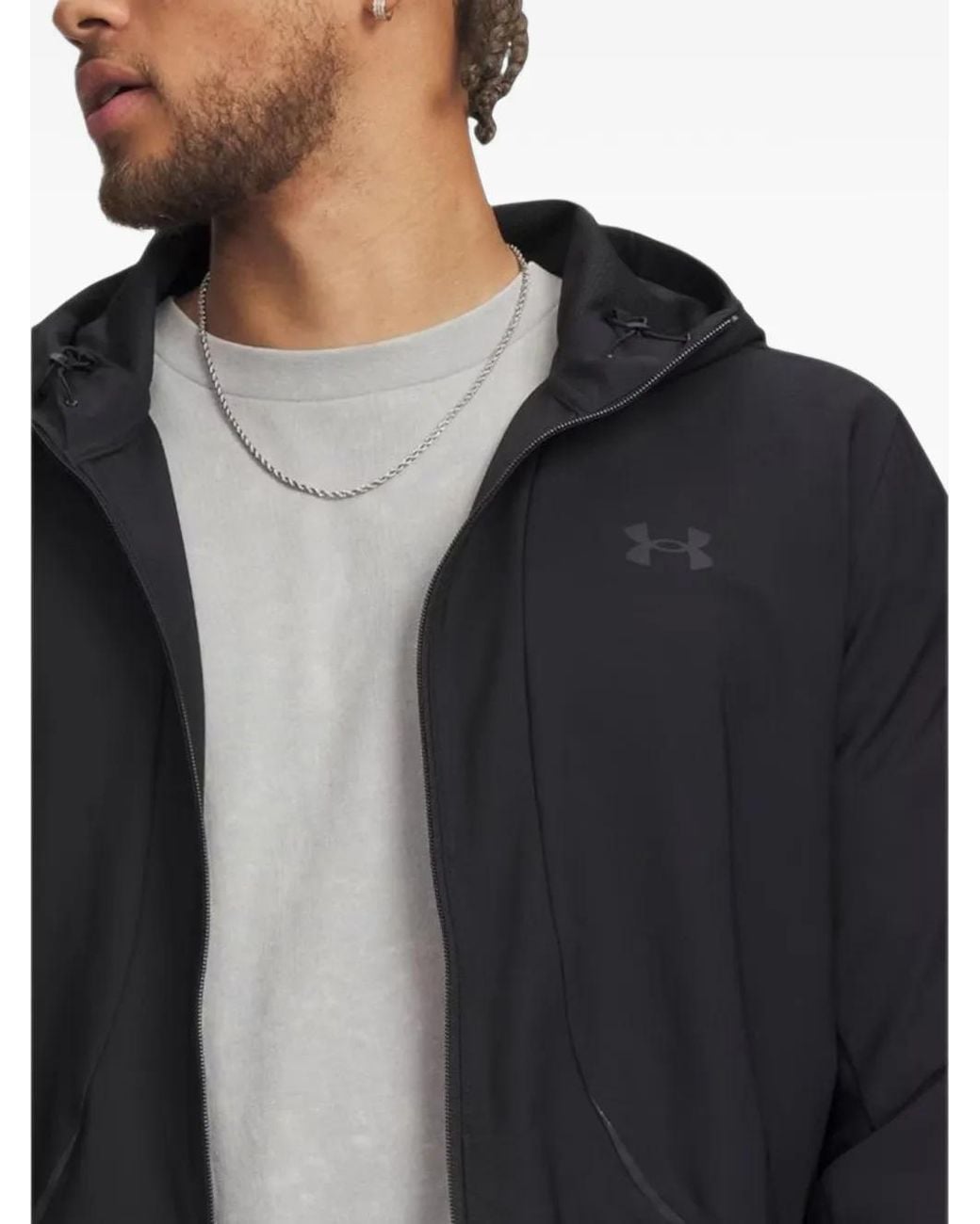 Under Armour Blue Zip-Up Drawstring Hooded Jacket for men