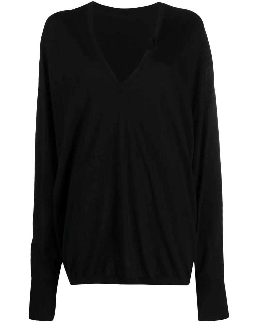 Quira Black Virgin-Wool V-Neck Jumper