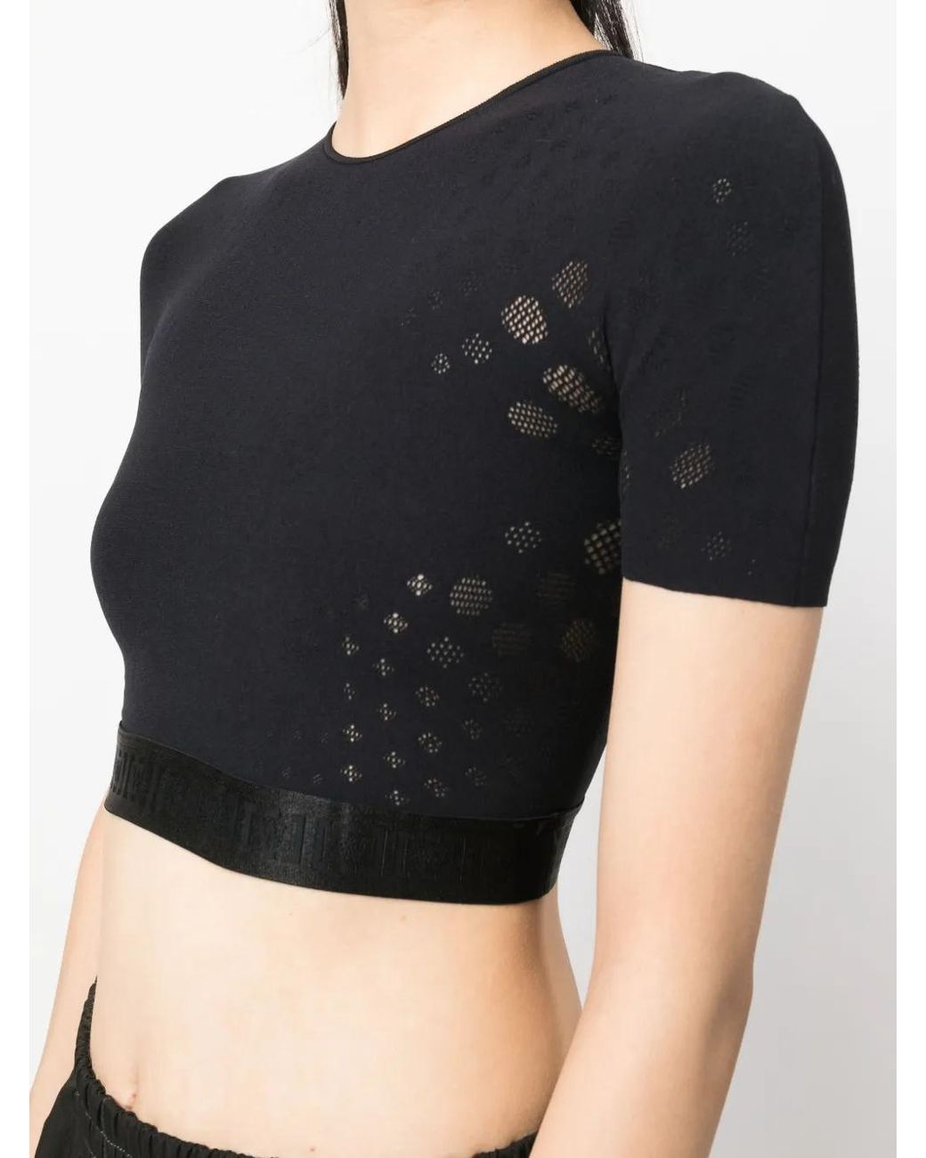 Wolford Black Semi-Sheer Cropped Top