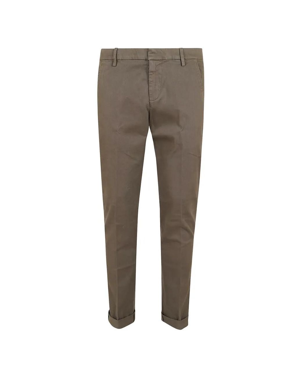 Dondup Gray Straight-Leg Turn-Up Trousers for men