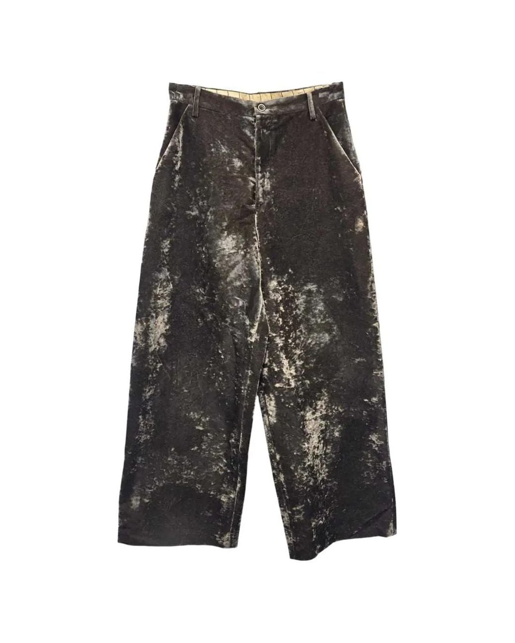 Uma Wang Gray Velvet-Effect Straight-Leg Trousers for men