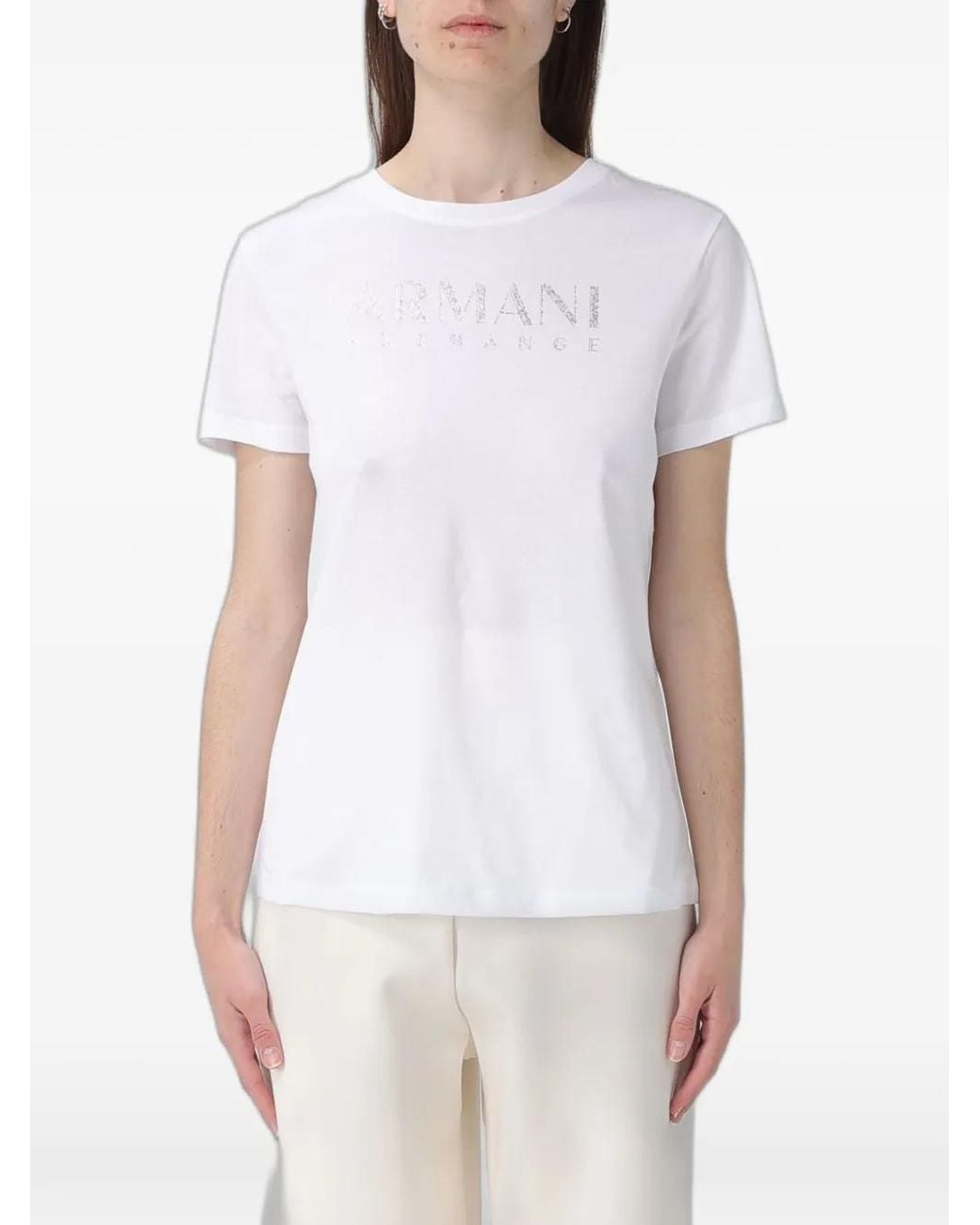 ARMANI EXCHANGE White Rhinestone-Embellished T-Shirt