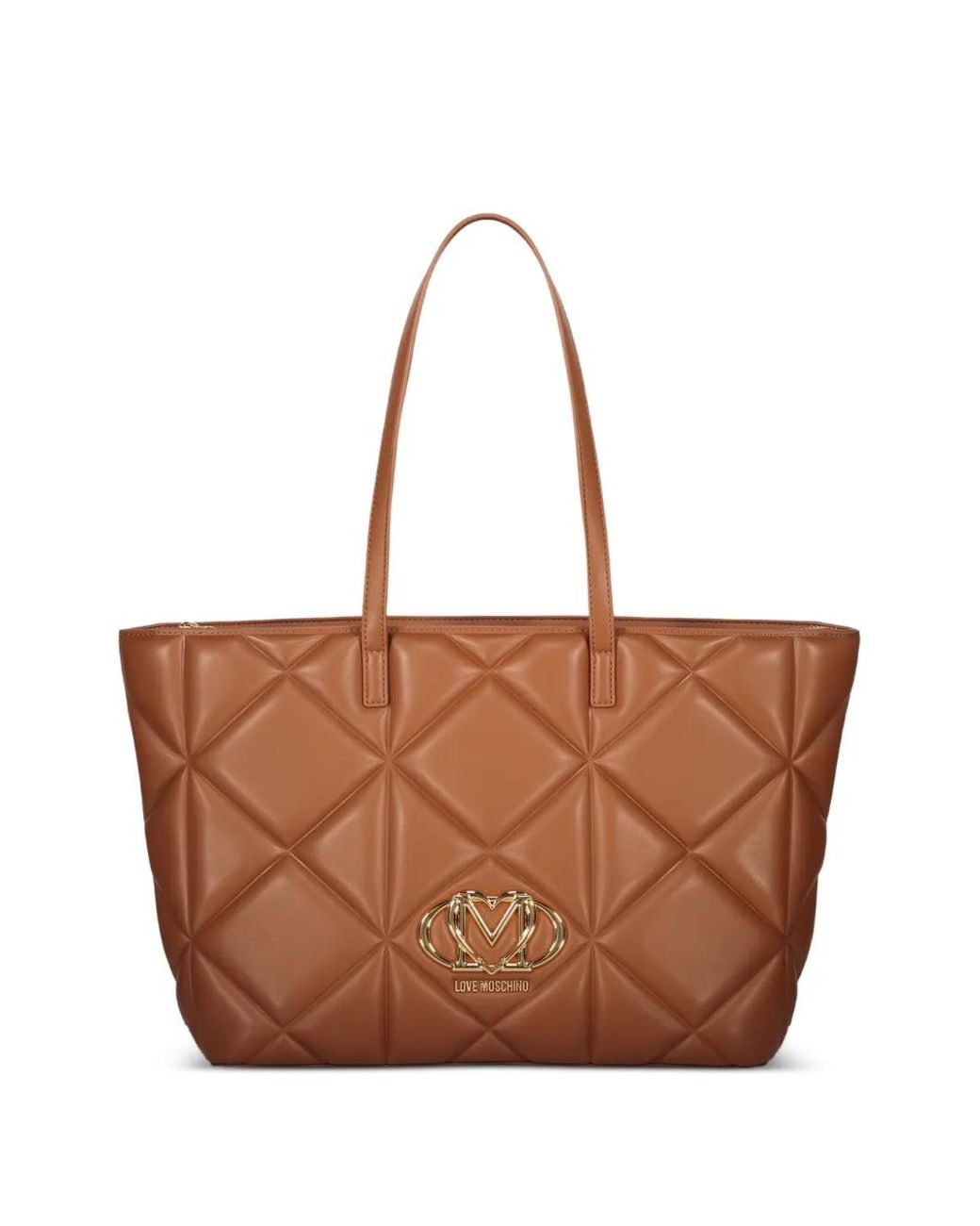 Love Moschino Brown Quilted-Pattern Tote Bag