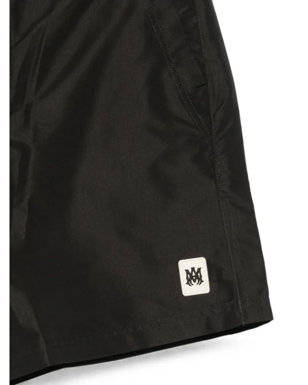 Amiri Black Logo-Patch Swim Shorts for men