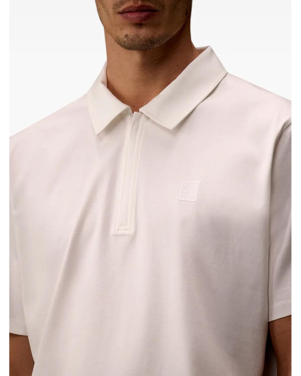 C P Company Pink Metropolis Series Mercerized Jersey Short Sleeve Half Zip Polo for men